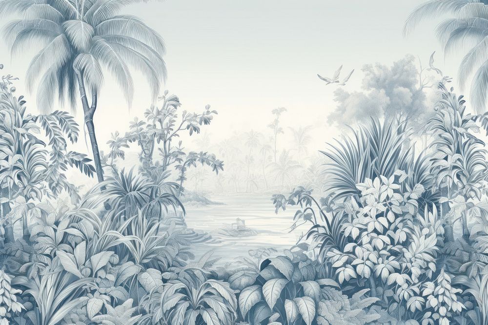 Tropical landscape outdoors drawing.