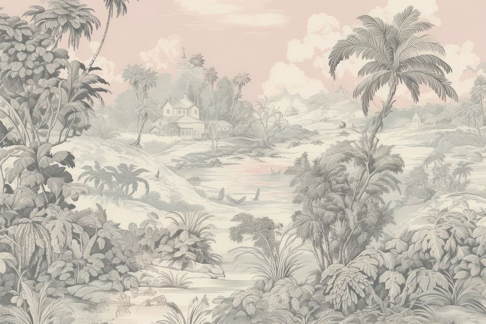 Tropical landscape outdoors painting.
