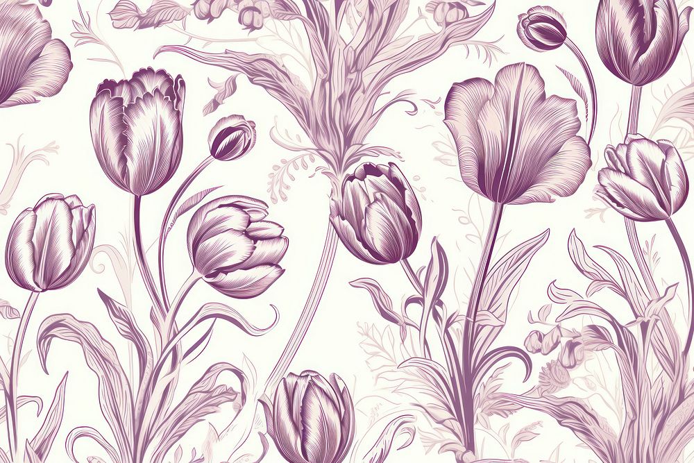Tulip flowers pattern drawing sketch.