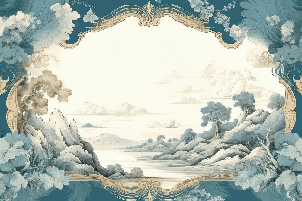 Toile with cloud border painting nature art.