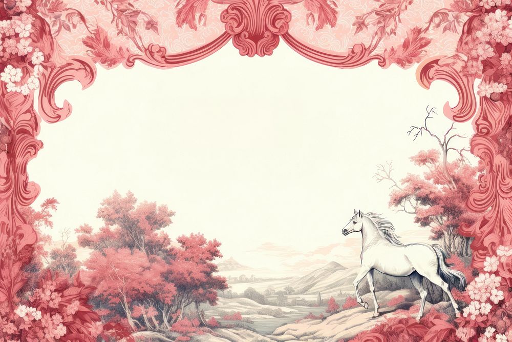 Toile with horse border pattern animal mammal.