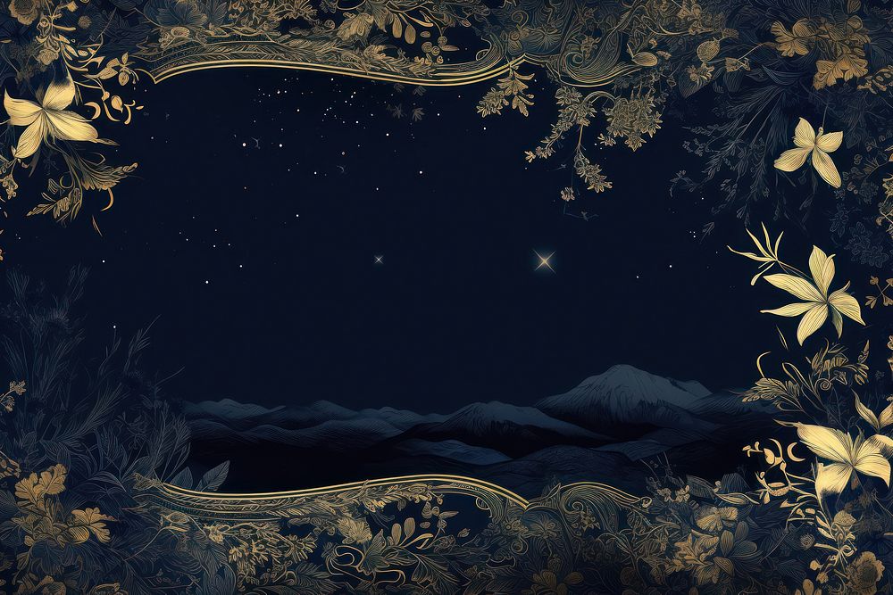 Toile with night sky border outdoors pattern nature.