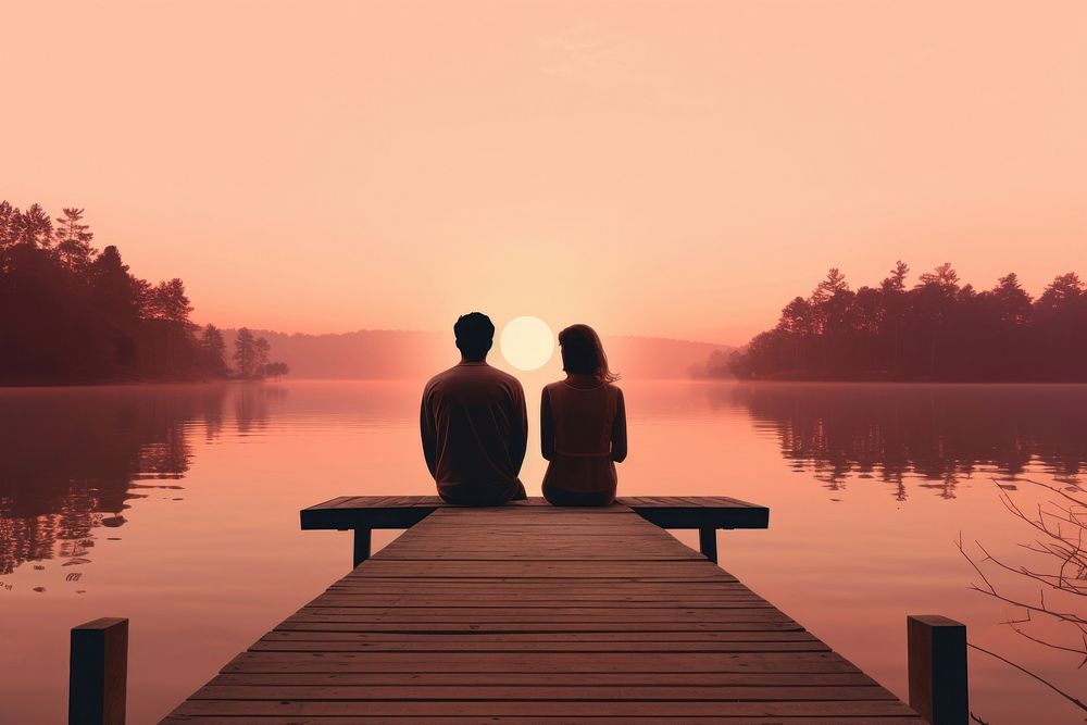 Love couple nature outdoors sunset. AI generated Image by rawpixel.