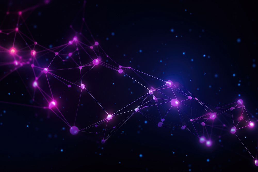  Neon network connection purple backgrounds astronomy. AI generated Image by rawpixel.
