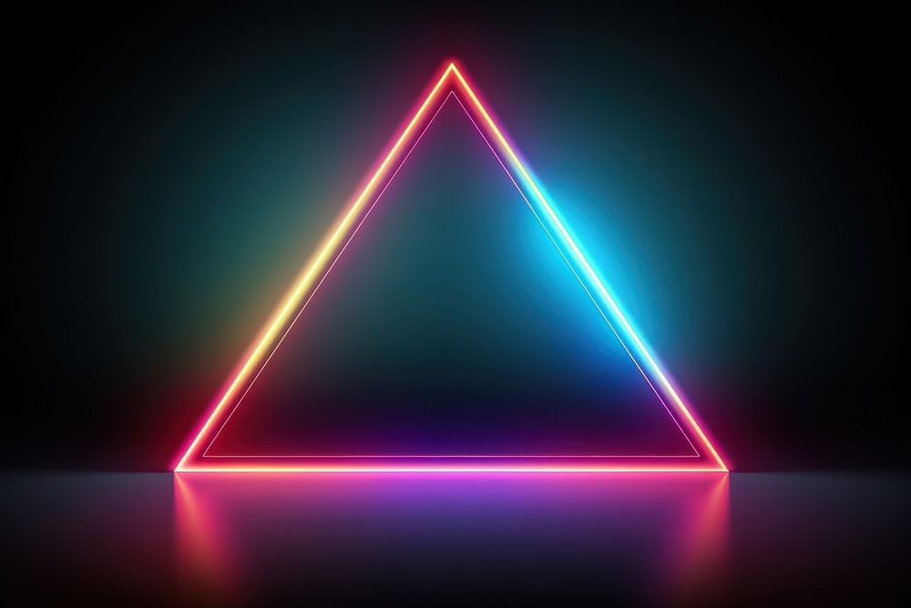  Neon lights on dark background triangle line illuminated. AI generated Image by rawpixel.