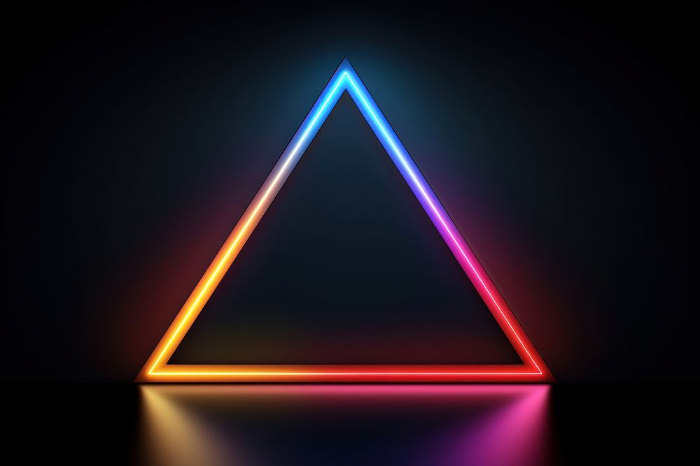  Neon lights on dark background triangle line illuminated. AI generated Image by rawpixel.