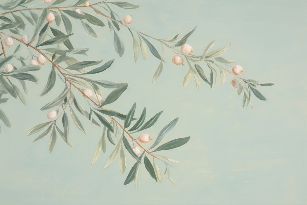 Olive branch backgrounds painting pattern. AI generated Image by rawpixel.