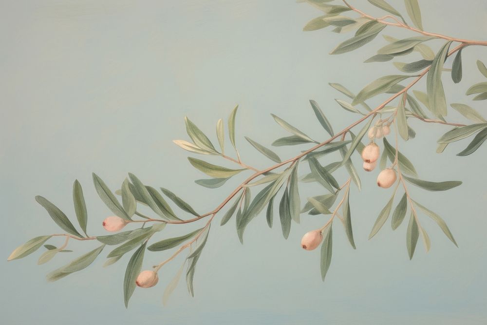 Olive branch painting plant tree. AI generated Image by rawpixel.