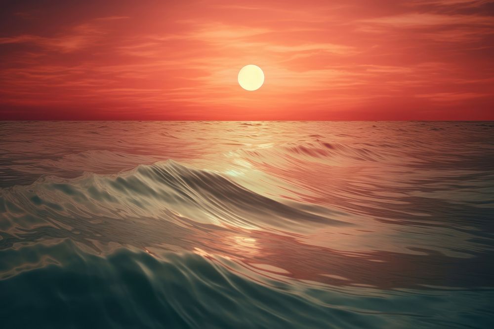 Minimal light wave painting sunset sea sunlight. AI generated Image by rawpixel.