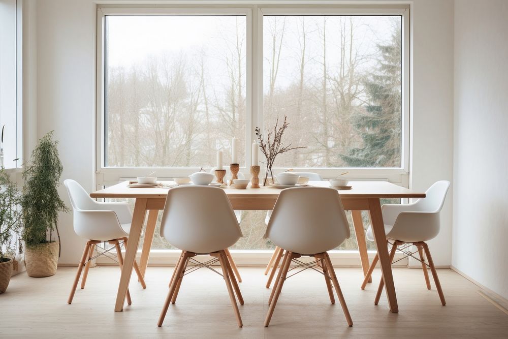 Dining room architecture furniture window. AI generated Image by rawpixel.