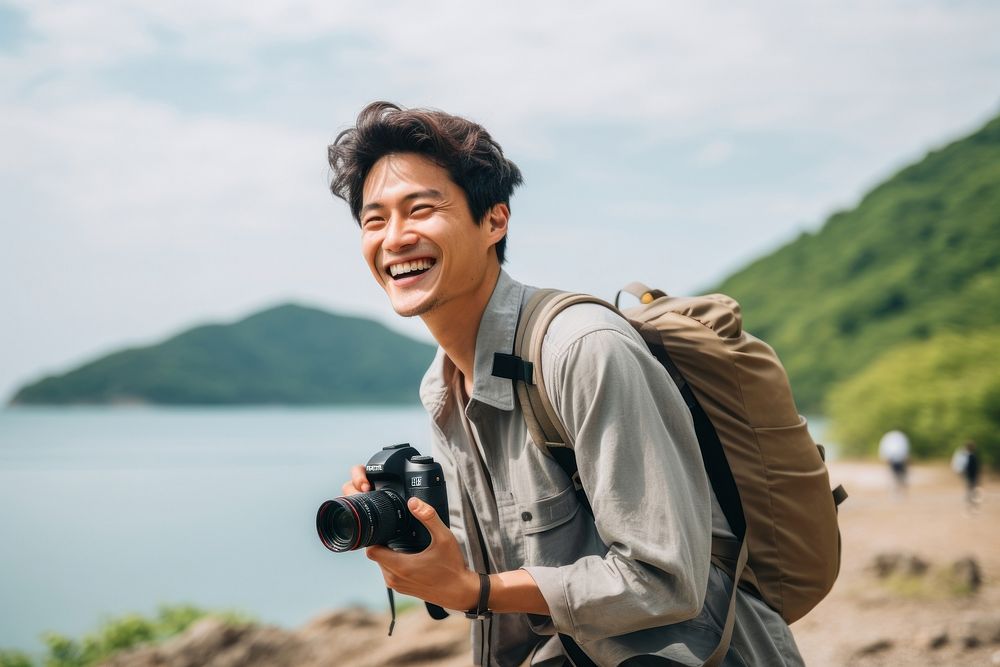  Thai men travel camera adult. AI generated Image by rawpixel.