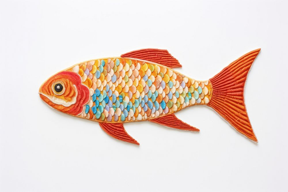 Fish in embroidery style goldfish animal pomacentridae.