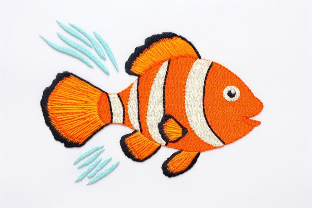 Nemo ish in embroidery animal fish pomacentridae.