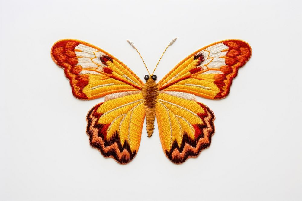 Butterfly flying embroidery style pattern animal insect.