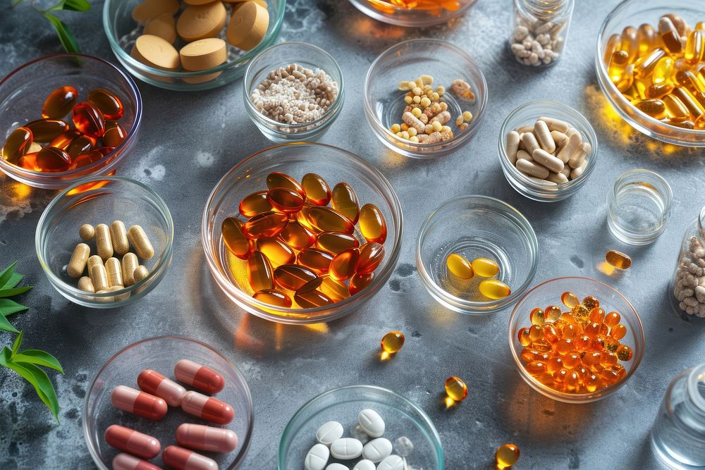 Various medicine and capsules vitamin plant herbs. AI generated Image by rawpixel.