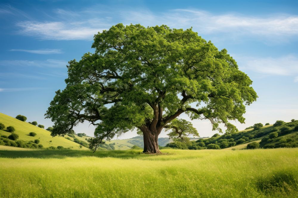 Oak tree landscape outdoors nature. AI generated Image by rawpixel.