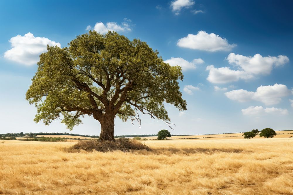 Oak tree landscape outdoors nature. AI generated Image by rawpixel.