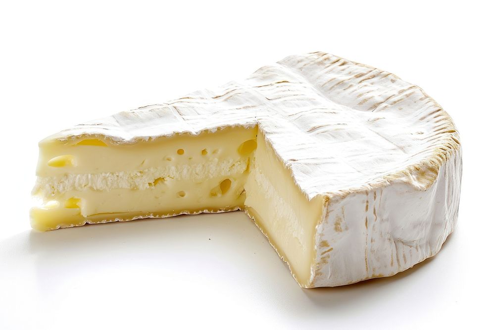 Picese of cheese brie food parmigiano-reggiano white background.