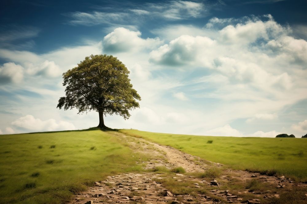 Tree landscape outdoors horizon. AI generated Image by rawpixel.