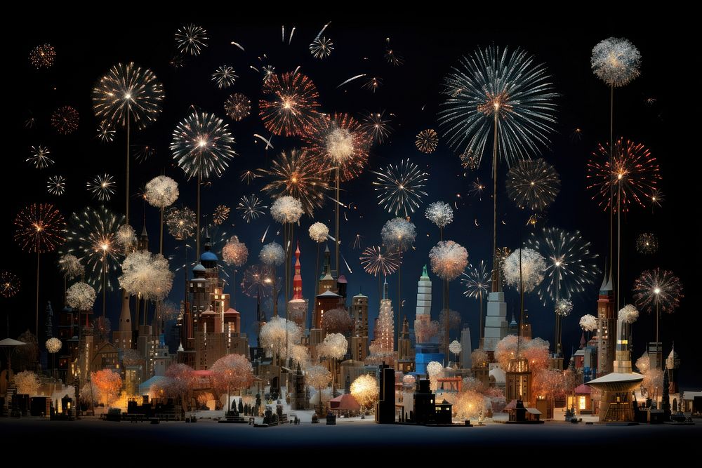 Fireworks outdoors city transportation. AI generated Image by rawpixel.