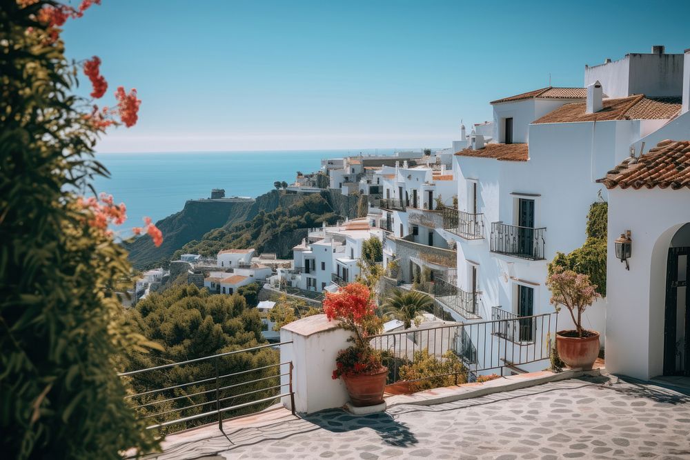 Frigiliana town architecture tranquility townscape. AI generated Image by rawpixel.