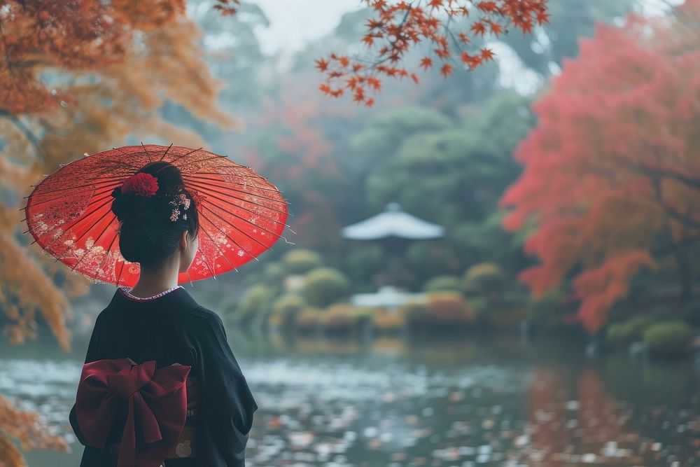 Kyoto autumn adult woman.