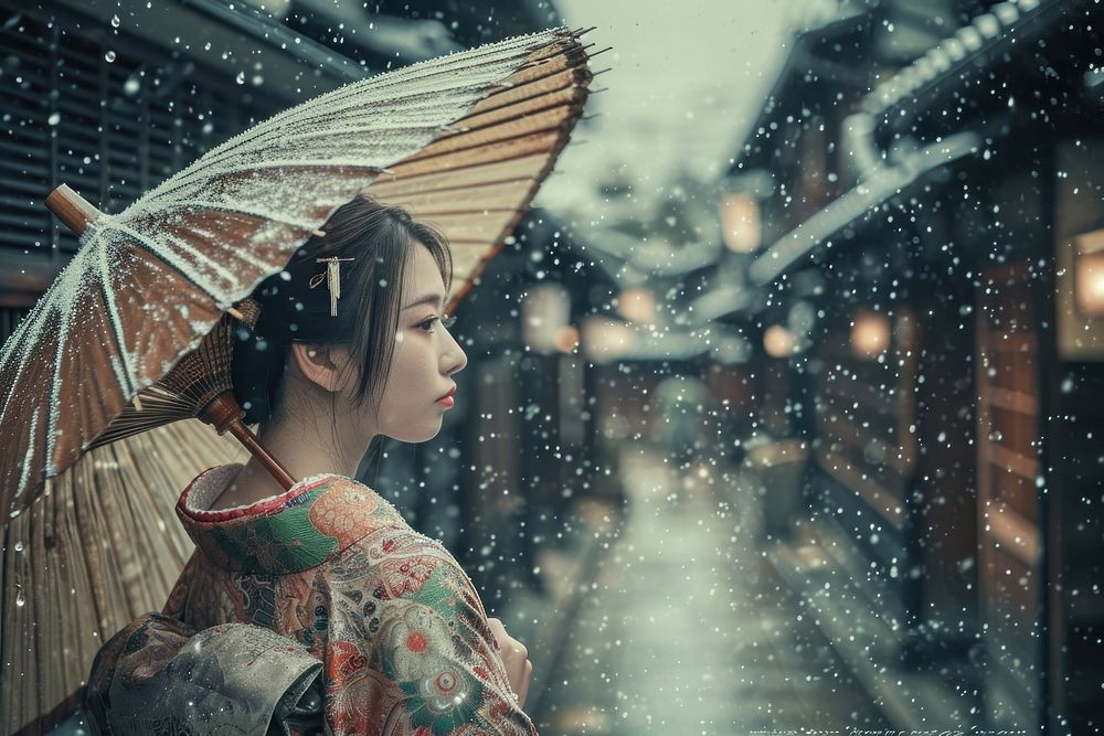 Japanese woman rain umbrella adult.