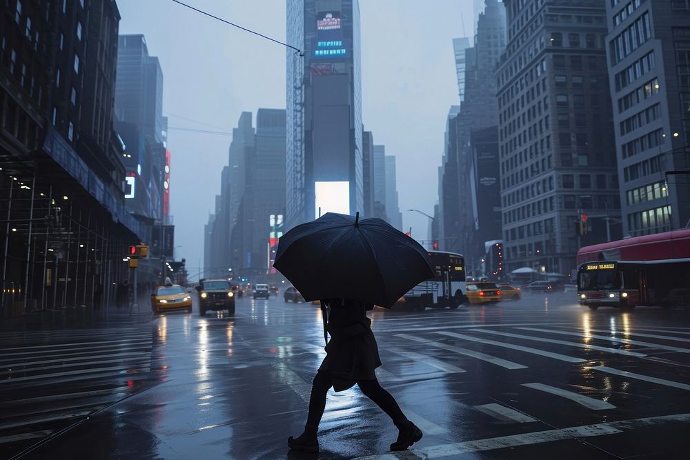 New york city walking adult rain.