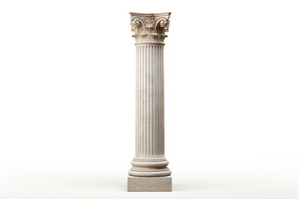 Old classical greek column architecture white background colonnade.