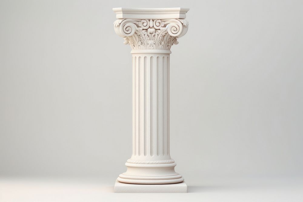 Old classical greek column architecture white background creativity.