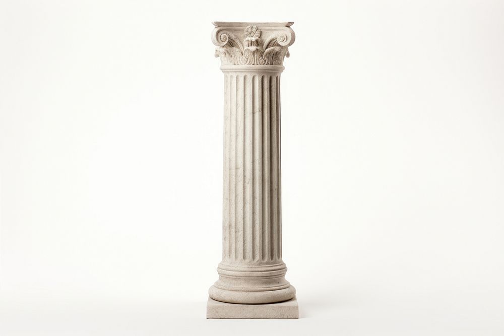 Old classical greek column architecture white background sculpture.