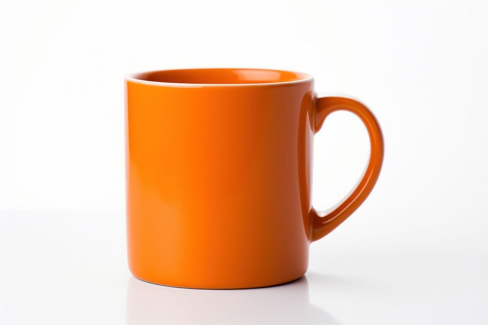 Orange mug coffee drink cup.