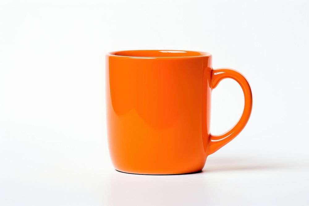Orange mug coffee drink cup.