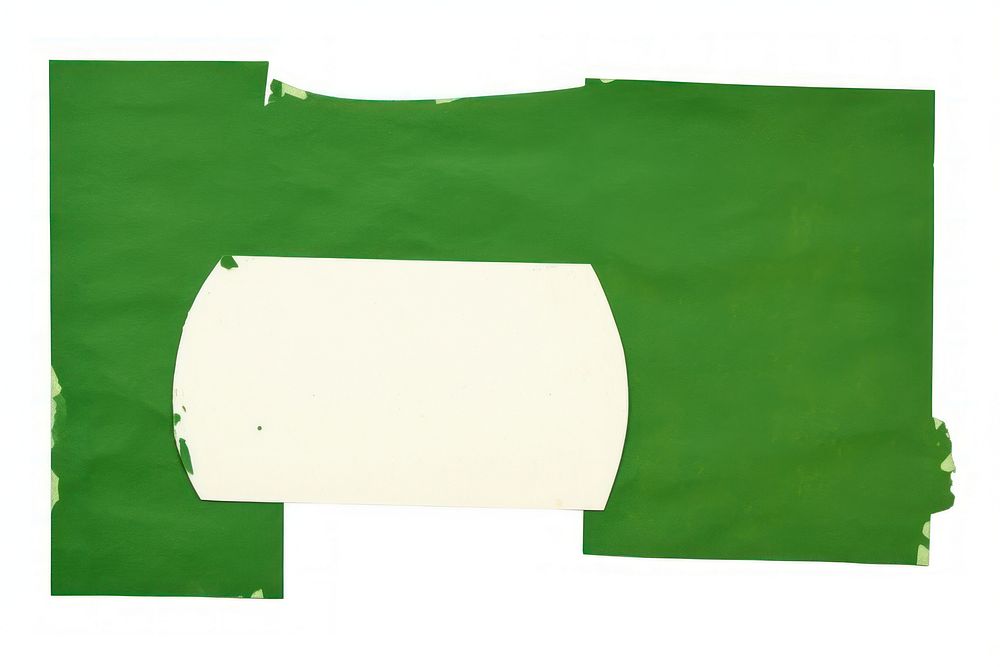 Green paper collage element backgrounds white background rectangle.