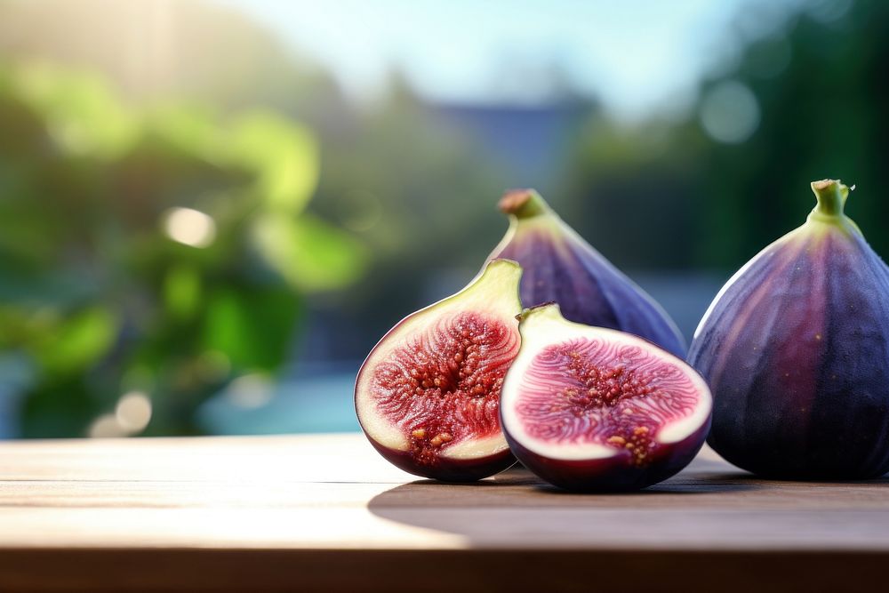 Whole figs outdoors slice plant.