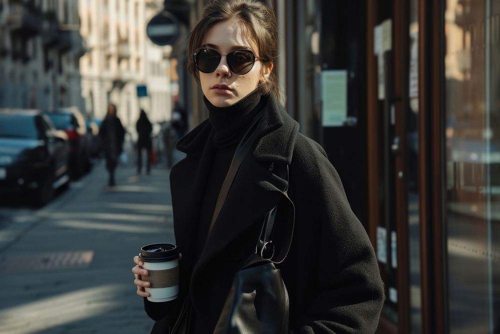 Woman walking photography sunglasses portrait.