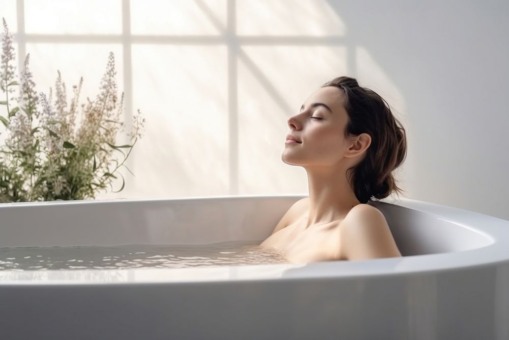 Woman bathtub jacuzzi bathing.