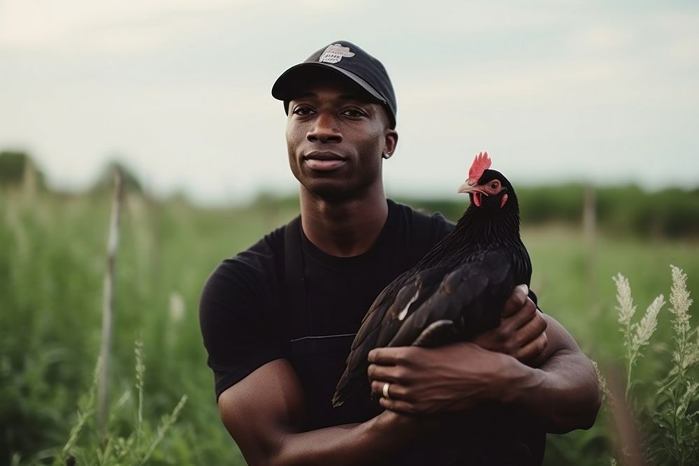 Black man agriculture photography chicken.