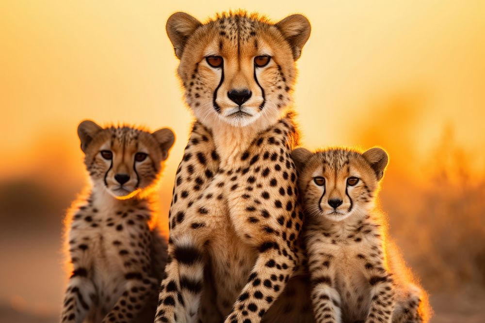 Cheetah family wildlife animal mammal.