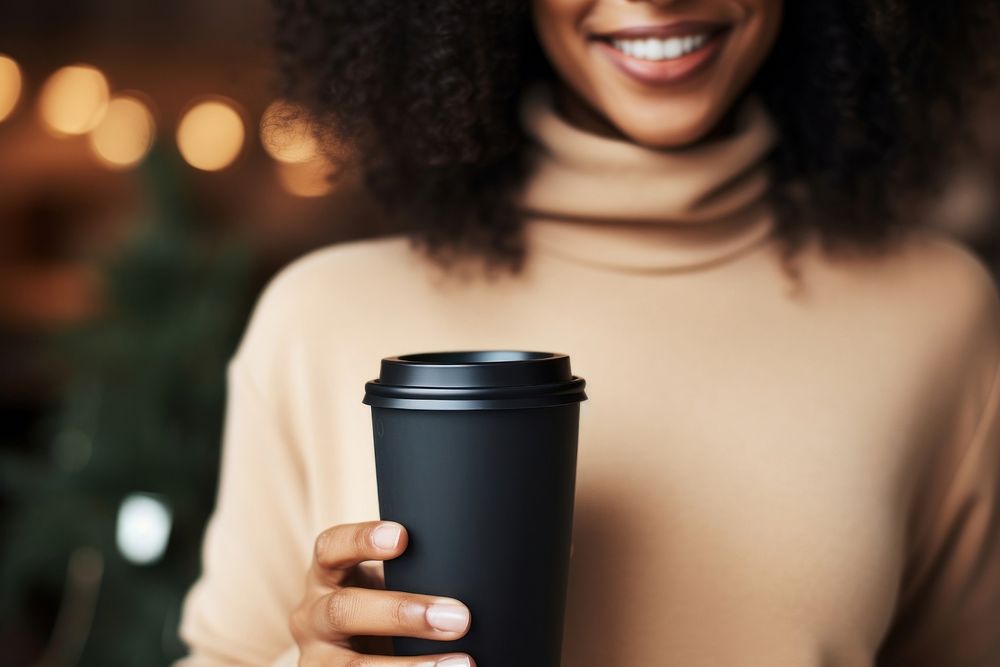 Black woman coffee drink photography.