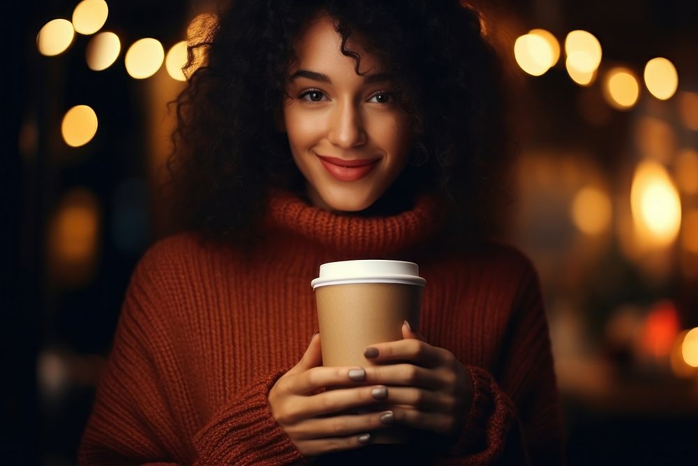 Black woman photography holding coffee.