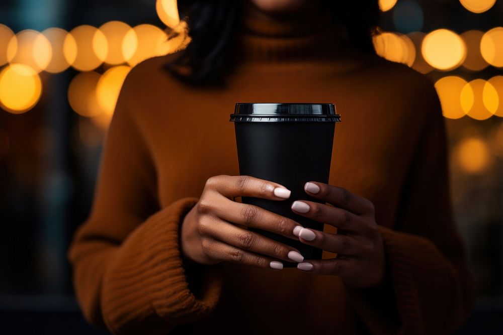 Black businesswoman coffee drink photography.
