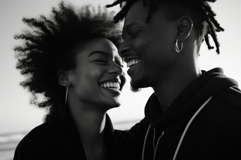 Aesthetic happy black couple photography portrait adult. AI generated Image by rawpixel.