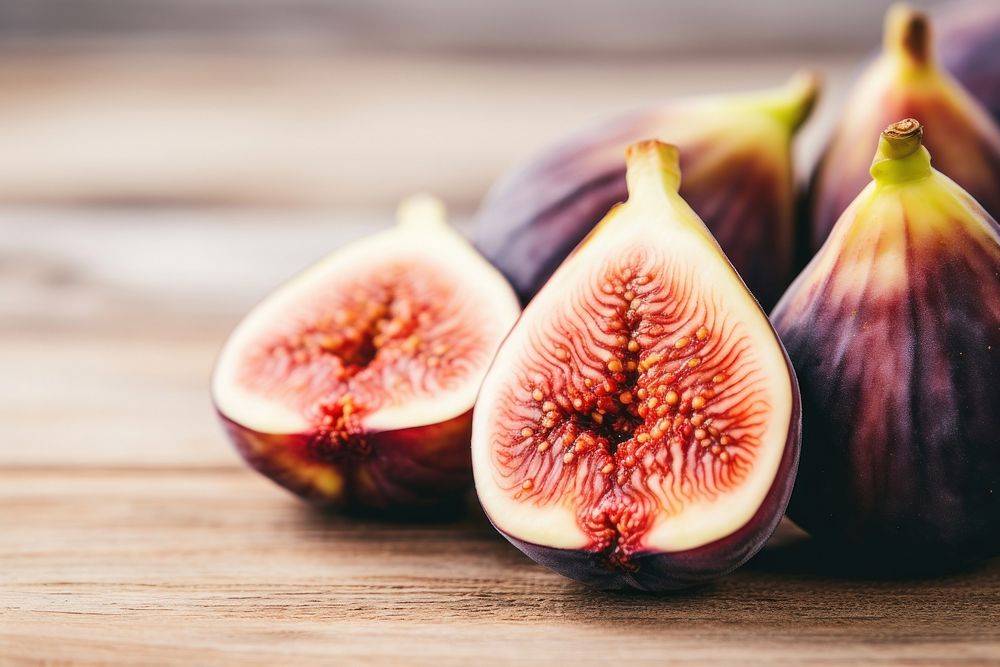 Figs on wood table fruit plant food.