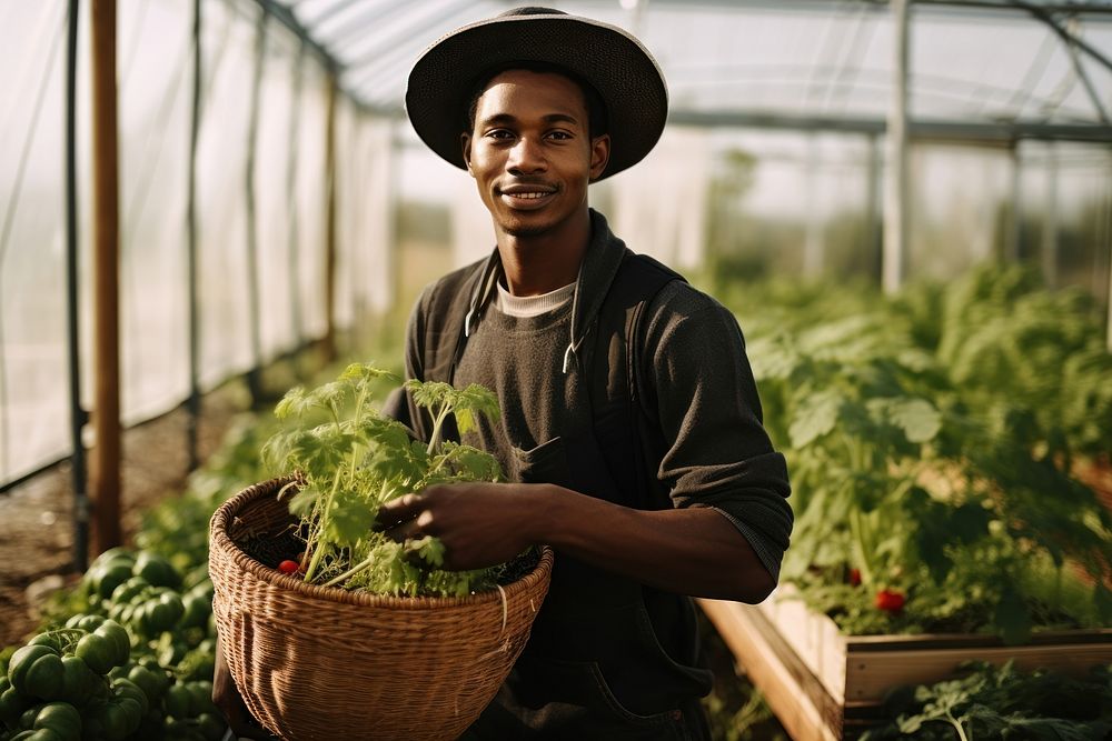 Black boy agriculture greenhouse gardening.