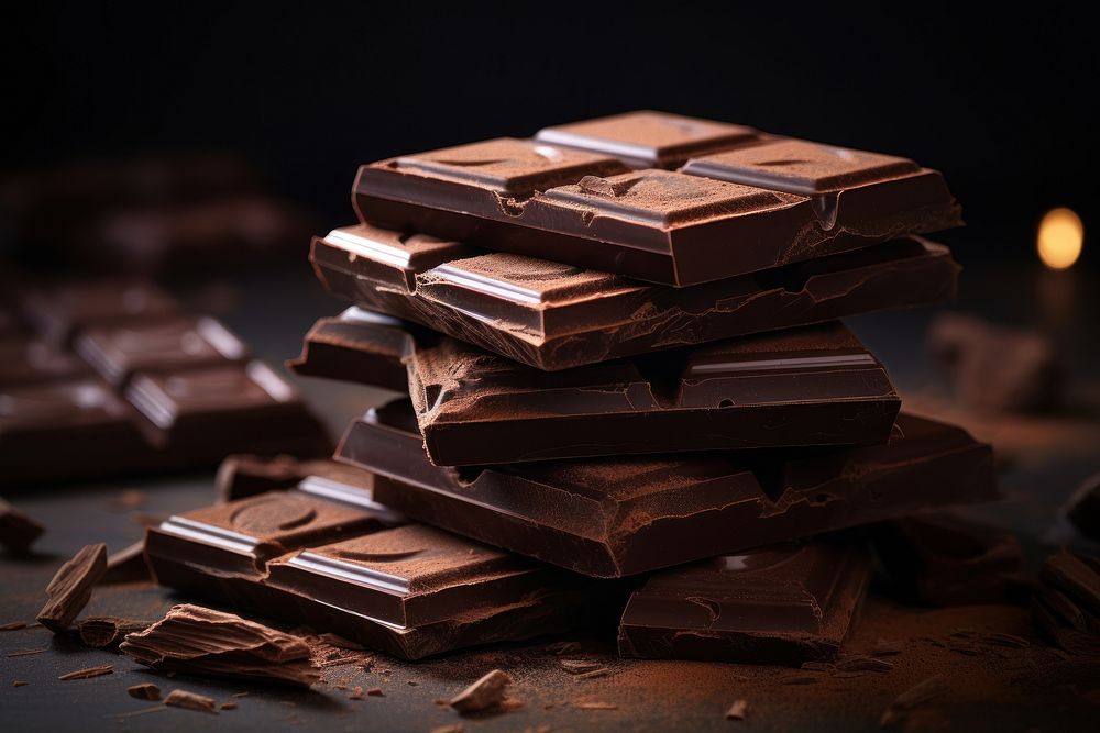 Dark chocolate bar dessert food confectionery. AI generated Image by rawpixel.