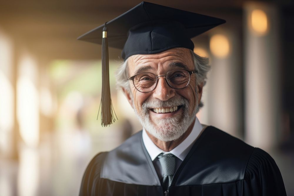 Mature male graduate graduation portrait glasses. AI generated Image by rawpixel.