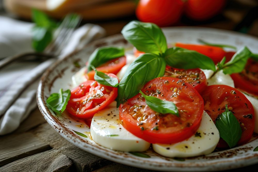 Italian food tomato mozzarella vegetable. AI generated Image by rawpixel.