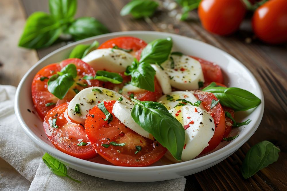 Italian food mozzarella tomato basil. AI generated Image by rawpixel.