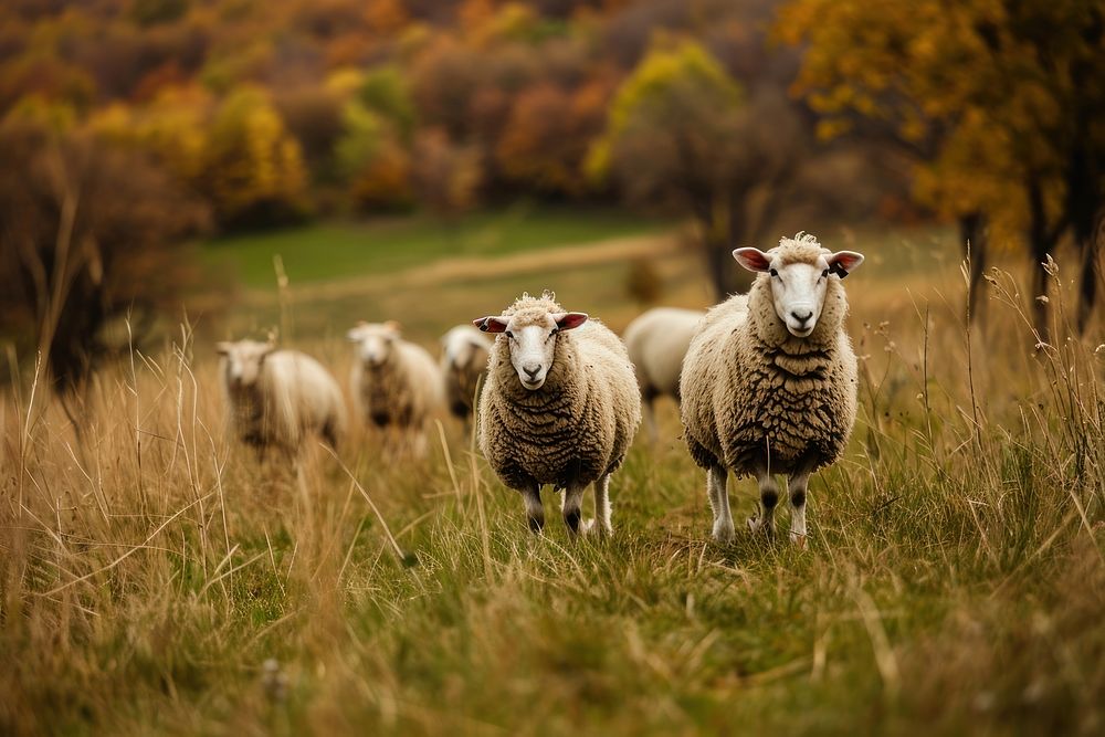 Sheep on pasture sheep livestock grassland. AI generated Image by rawpixel.